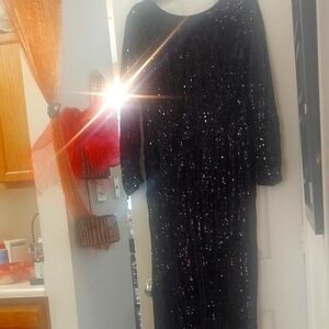 AKIRA Black Long Sleeve Sparkle Gown